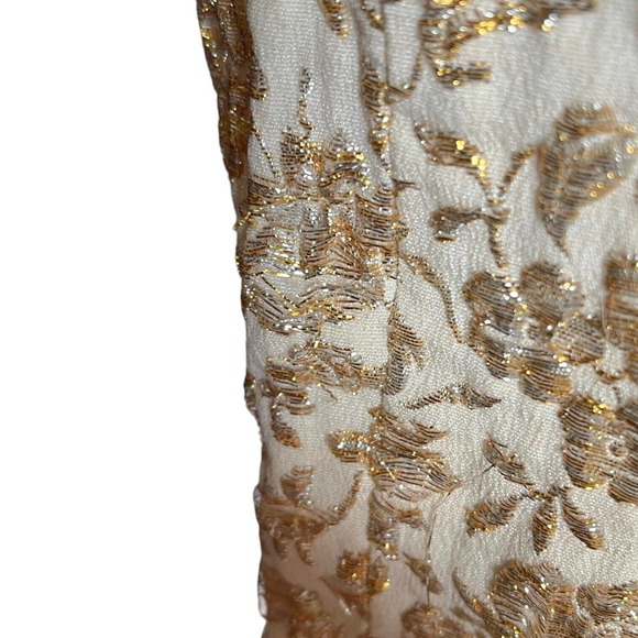 Vintage 50s Gold Silver Jacquard Brocade Wiggle Dress Vest Set Cocktail Pinup - Picture 13 of 14